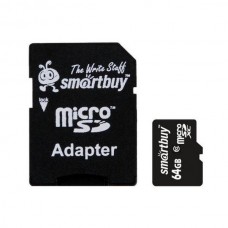 Карта памяти SmartBuy 64Gb MicroSDXC class 10 с адаптером