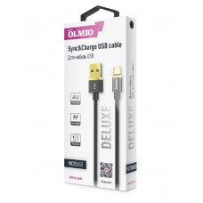 Кабель DELUXE, USB 2.0 - microUSB, 1м, 2,1А, черный, OLMIO
