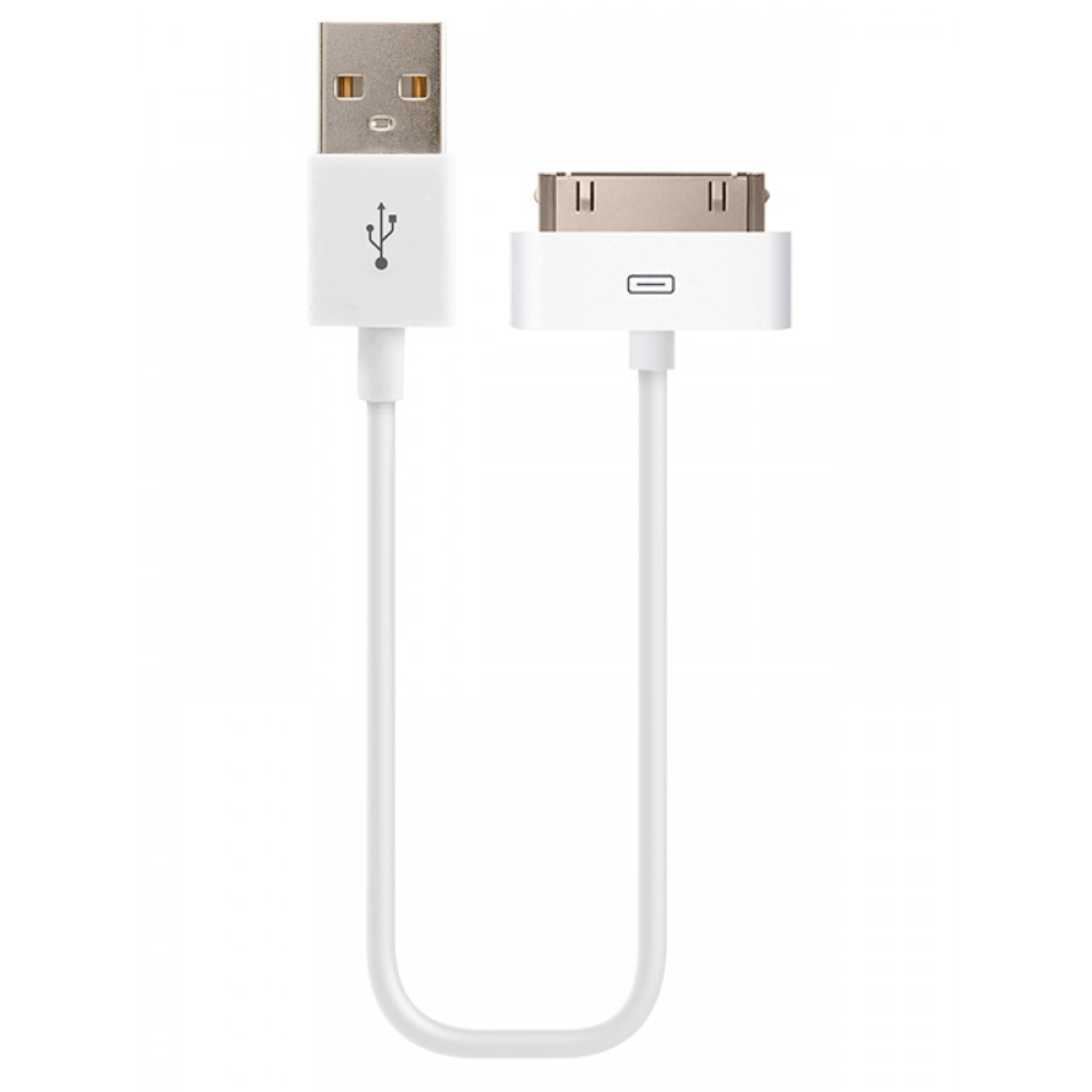 Кабель USB 2.0 - для iPhone/iPod/iPad с разъемом 30pin, 1м, 2.1А, белый, OLMIO