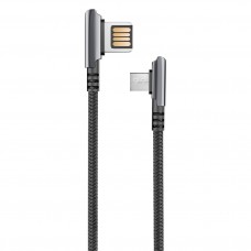 Кабель HANDY, USB 2.0 - microUSB, 1,2м, 2.1А, угловой, двухстороний, черный OLMIO